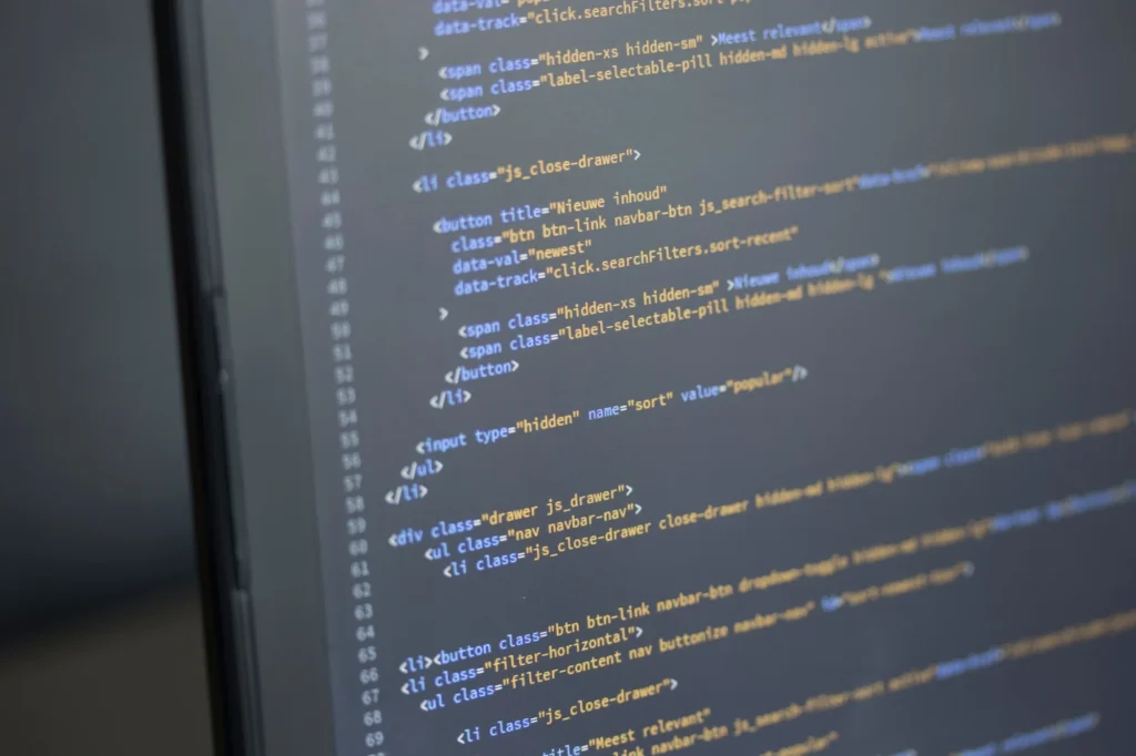 Computer code on screen